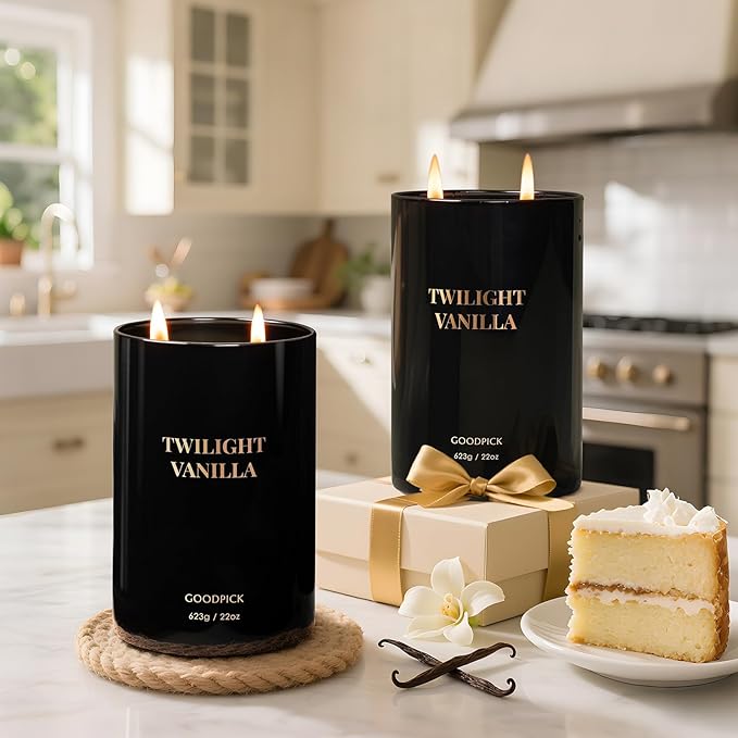 Goodpick Twilight Vanilla Scented Candles, Citrus & Floral Candles for Home, 22oz Soy Wax, 120hrs Creamy Vanilla, Relaxing Bedroom Gift