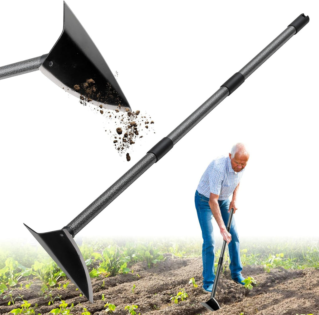Garden Hoe, Heavy Duty Trenching Hoes with 72 Inch Long Handle, Sharp Edge Triangle Weeding Hoe Garden Tools for Weeds Removal,Cultivating,Digging,Loosen Soil, Trenching, Landscaping Manual Weeder