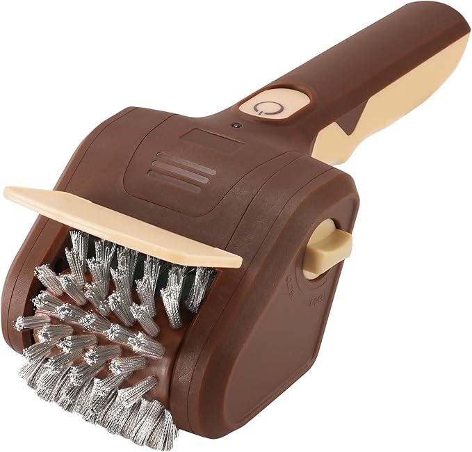 Grill Brush for Outdoor Grill, Cordless Electric BBQ Grill Cleaner with 700 RPM Stainless Steel Brush, Rechargeable Grill Cleaning Brush, Brown
