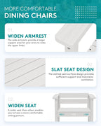 SERWALL Outdoor Dining Chairs Set of 2, All-Weather HDPE Patio Chairs, White