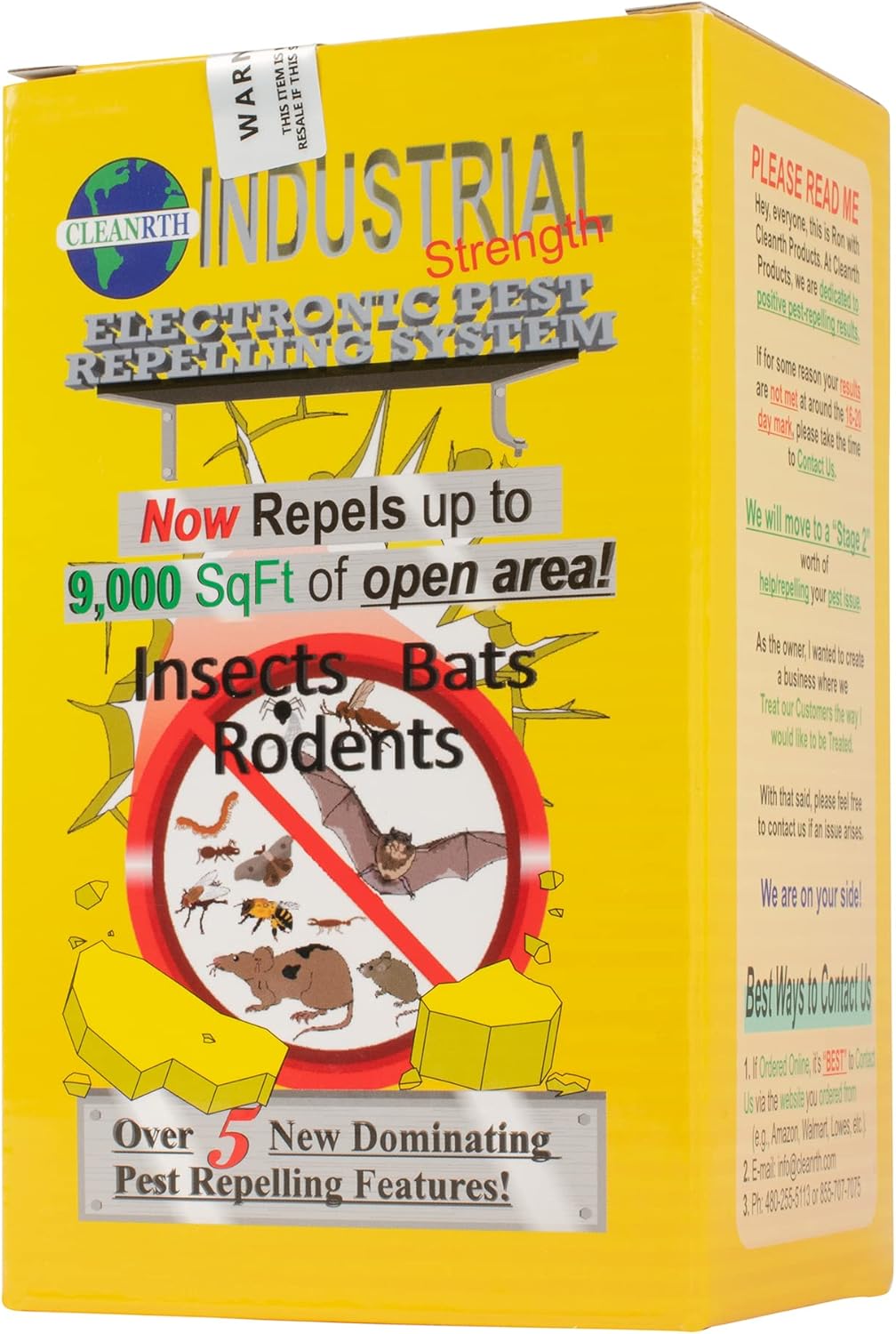 CLEANRTH CIN009 Industrial Electronic Pest Repelling System - Demands Insects, Bats, and Rodents to Flee