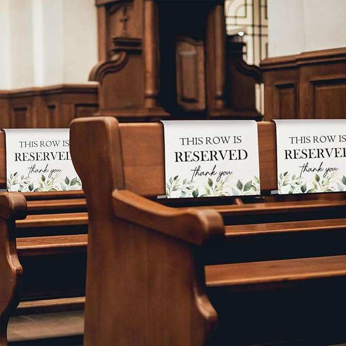 Reserved Seating Chair Signs, This Row Is Reserved Pew Cloths Seating Placeholder for Church Pews, Wedding Decorations for Reception Parties Celebrations Event Meetings (8 PCS, Green)