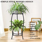 MOCORY Plant Stand Indoor Outdoor 2 Tier 25" Tall Metal Potted Holder Flower Pot Stand Heavy Duty Plant Shelf Rustproof Iron Multiple Plant Round Supports Rack for Planter Corner Garden Balcony Patio