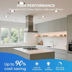 LVWIT 12 Pack 4 Inch LED Recessed Ceiling Light with Junction Box, 9W 5CCT Ultra-Thin Dimmable Can Lights, High Brightness, Canless Wafer Downlight for Kitchen Hallway Dining Room, ETL&FCC
