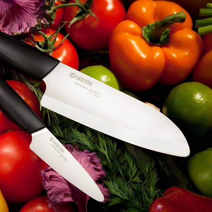Kyocera FK-140-WH Ceramic Santoku, Chef Knife for Your Cooking Needs, 5.5”, White