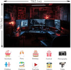 Computer Photo Backdrop Computers Hacker Room Background for Photography Party Room Decorations Photo Booth Props Supplies YUNBSJ007