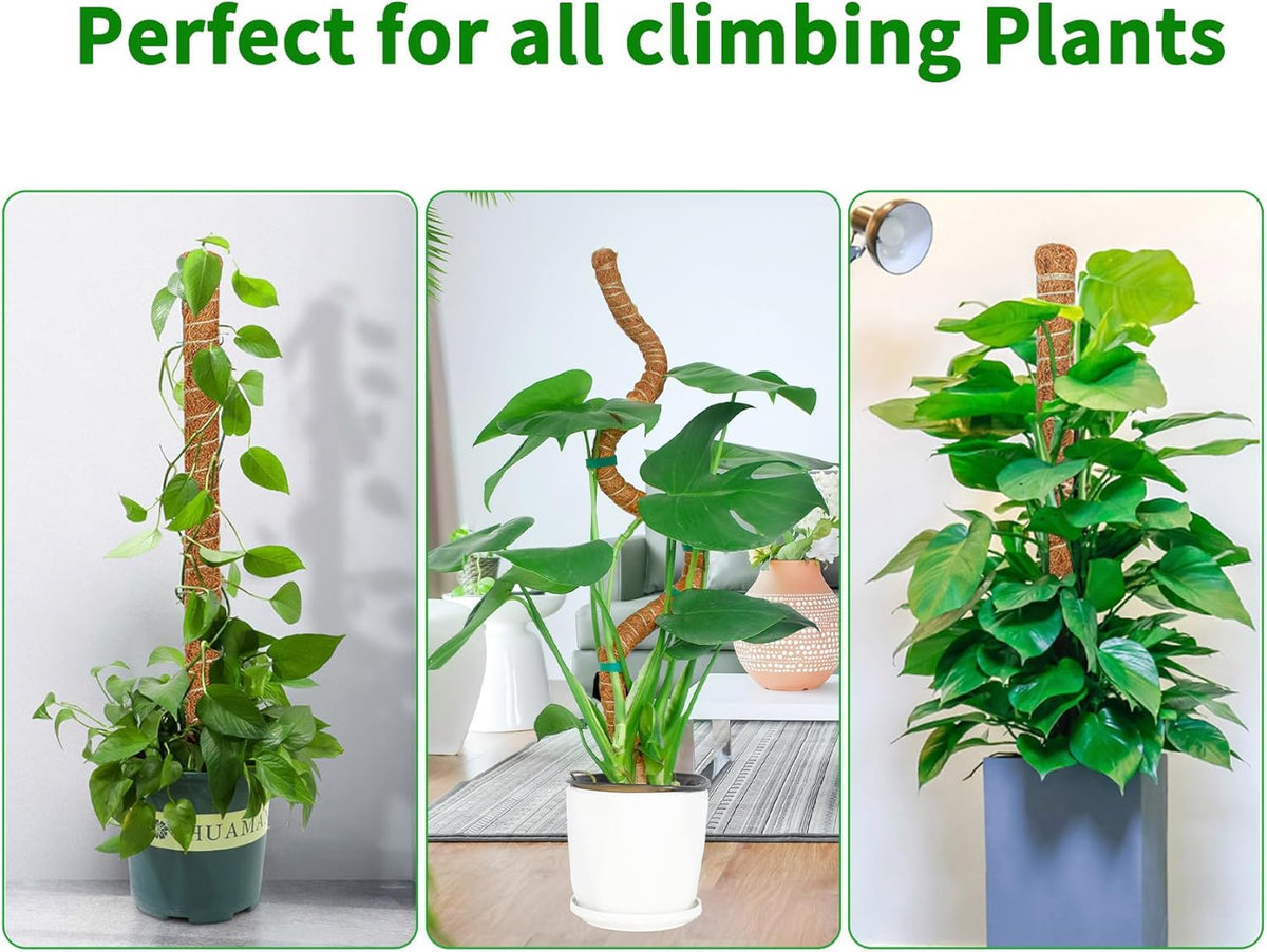 2 Pack 60 Inch Moss Pole Monstera Plant Support, Coir Moss Poles for Climbing Indoor Plants, Bendable Plant Stake Trellis for Potted Plant, Pothos, Philodendron