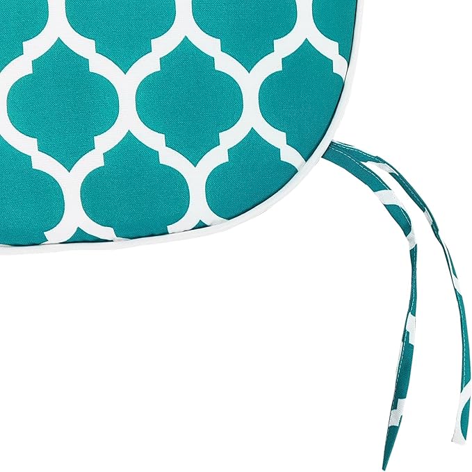 SleepMan Outdoor 17"x16" Chair Cushions with Ties Set of 6, Water Resistant All Weather U-Shape Seat Pads for Patio Garden Furniture Indoor Fade Resistant Patio Cushions (Aqua Plaid)