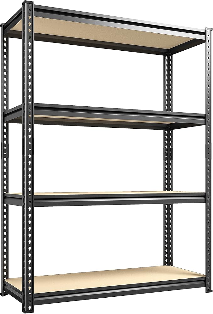 REIBII Storage Shelves Adjustable Metal Shelving 1600LBS Garage Shelves Industrial Metal Shelves 4 T ier Garage Shelving for Warehouse Basement Kitchen Pantry Closet, 11.8" D x 23.6" W x 56.7" H