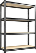 REIBII Storage Shelves Adjustable Metal Shelving 1600LBS Garage Shelves Industrial Metal Shelves 4 T ier Garage Shelving for Warehouse Basement Kitchen Pantry Closet, 11.8" D x 23.6" W x 56.7" H