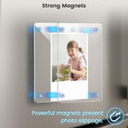 DomeStar Magnetic Acrylic Picture Frame 2.4 x 3.5 Inch, 16 Pack Double-Sided Photo Holder for Refrigerator, Locker, or Metal Cabinet, Fits Instant Photo, Mini Film, Notes & Pictures