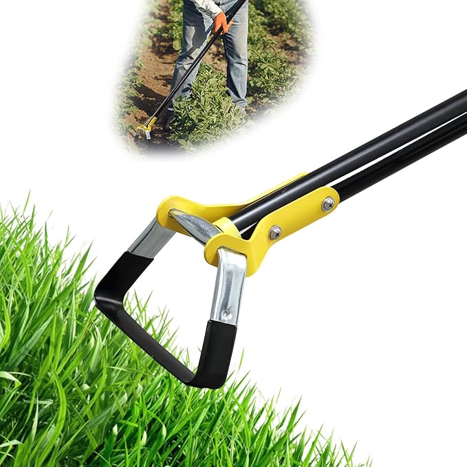 Ihomepark Adjustable Heavy-Duty Long-Handle Garden Hoe: Black Scuffle Hula Hoe for Efficient Weeding and Gardening, 30-42 Inch Loop Stirrup Design (3.5 FT)