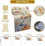 Thanksgiving Fall Cotton Linen Table Runner for Dining Kitchen, Blue Pumpkins Rustic Wedding Outdoor Party Autumn Tablerunners Decoration, Leaves Dresser Scarf Coffee Tablecloth Runners 13x36 Inches