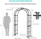 SCENDOR 48.8" W x 83.8" H Garden Arch, Black Sturdy Metal Iron Arbor, Courtyard Cast Trellis for Various Climbing Plant, Outdoor European-Style Archway Wedding Ceremony Party