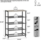 HOMEFORT 5 Tiers Shoe Rack Organizer,23" Shoe Storage Shelf for Closet, Shoe Rack for Entryway, Each Tier Fits 3 Pairs, Shoe Stand with Metal Shelves and MDF Top Board, Washed Gray