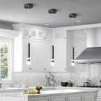 Modern Pendant Light Kitchen Fixture Dimmable LED Black Mini Pendant Lighting fo Kitchen Island Bedroom Bedside Table Small Pendant Lights (2-Pack)