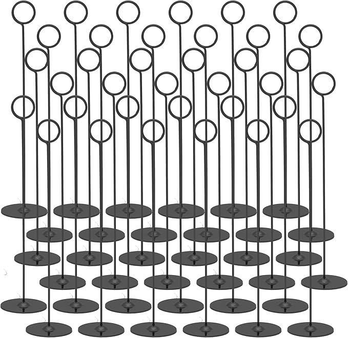 Urban Deco 36PK Table Number Holders Place Card Holders 12 Inch Table Card Holders Steel Card Holders for Photos, Food Signs, Memo Notes, Weddings, Restaurants, Birthdays (Black 36PK)