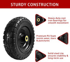 10" Solid Tires (4-Pack) - 4.10/3.50-4 Flat-Free Replacement Wheels for Gorilla Carts, Wheelbarrows, Garden Carts & Utility Wagons - 5/8" Axle Bore 2.1" Hub