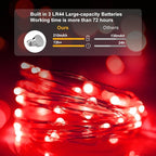 pozzolanas 100 Pack Red Battery Operated String Lights - 7ft Waterproof Fairy Lights with 20 LEDs for Home, Mason Jar, Party, Wedding, Halloween, Christmas Decorations