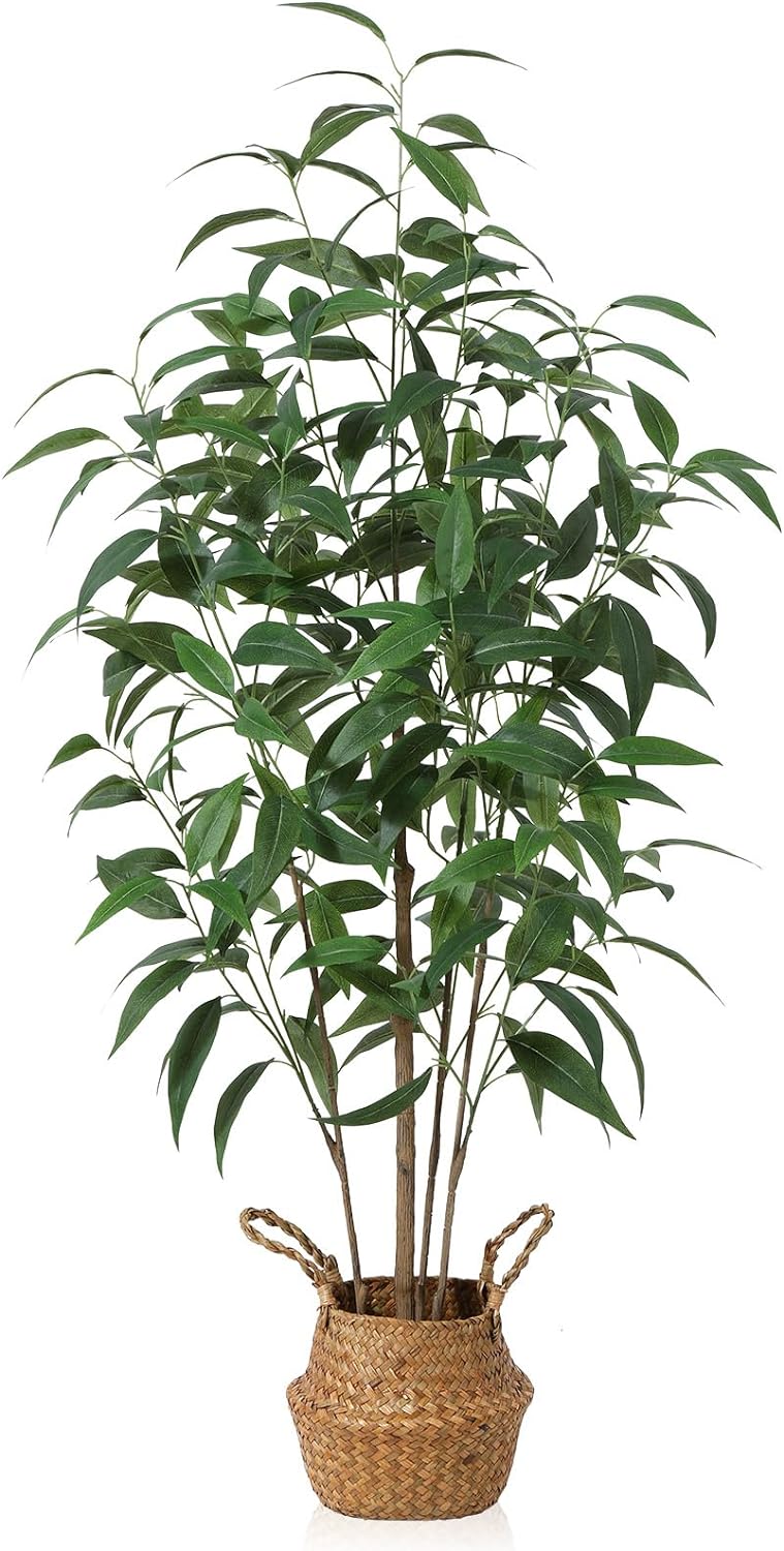 Artificial Eucalyptus Tree,4Ft Tree Fake Plant in Pot for Home and Office Decor,Potted Faux Plants Tall Artificial Trees for Indoor, Outdoor