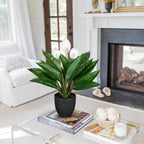 Fake Plants 20'' Faux Plants Artificial Potted Plants Indoor Realistic White Anthurium Artificial Flowers, Fake Potted Plants for Home Office Farmhouse Kitchen Bathroom Table Shelf Decor