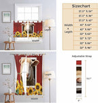 Sheep Sunflower Bathroom Curtains 63 Inch Length, Window Curtains Tab Top, Country Red Farm Barn Spring Flowers Light Filtering Window Treatments Drapes 52"x63" 2 Panel
