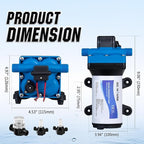 DC HOUSE 4-Chamber RV Water Pump 12V, 5.5GPM 70PSI High Pressure, Quiet Fresh Water Diaphragm Pump with On Demand Pressure Switch for Camper, Travel Trailer & Off-Grid Cabin