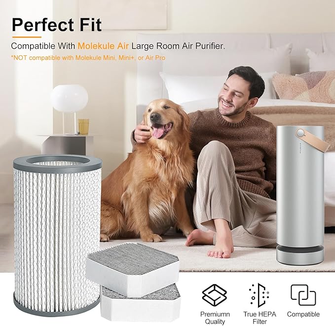 3 Pack Air Replacement Filters Set Compatible with Molekule Air Purifier, PECO Filter Replacement Include 1 Pack PECO-Filter and 2 Pack Pre-Filter