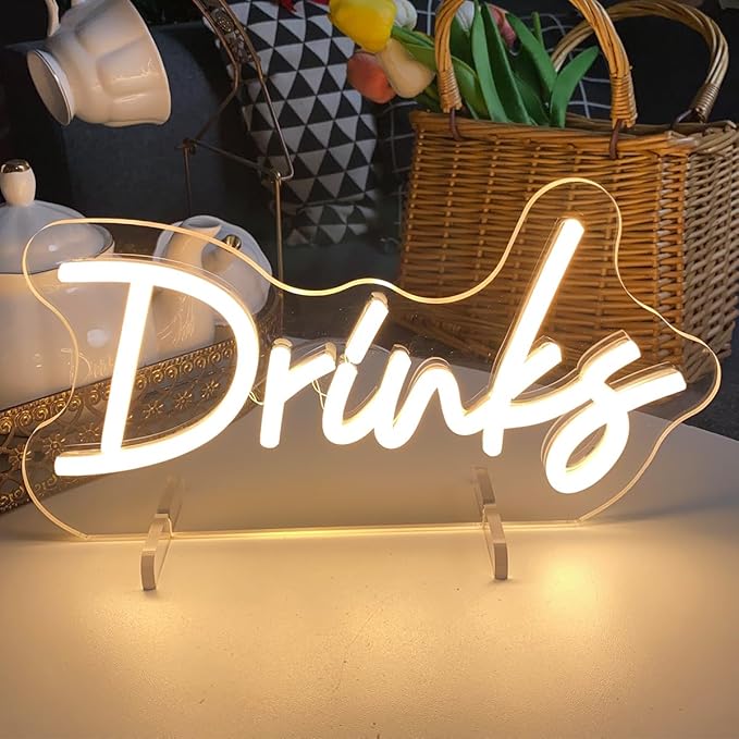 Drinks Table Number Neon Sign Desk Lamp Night Light Wedding Letter LED Neon Sign Wedding Table Decorations Neon Light Shop Bedroom Home Room Decor Christmas Party Warm White USB 30×12.7CM