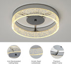 Jaycomey LED Flush Mount Ceiling Light Fixture, 11.6'' Round Modern Brushed Nickel Ceiling Lamp with Bubble Lampshade, 20W Dimmable Low Profile Kitchen Lighting Lamp for Bedroom Hallway Dining Room