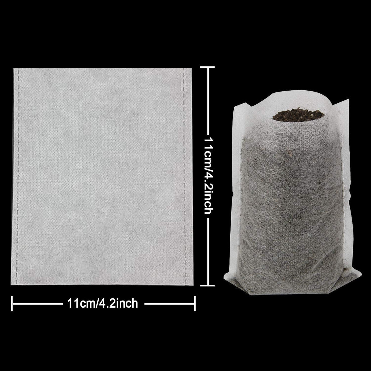 Augshy Grow Bags, 400pcs Plant Bags, Non-Woven Plants Nursery Bags, Seeding Bags, Fabric Seedling Pots Plants, Home Garden Outdoor Greenhouse Supplies 11x11cm/4.2"x4.2"