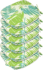 SleepMan Outdoor 17"x16" Chair Cushions with Ties Set of 6, Water Resistant All Weather U-Shape Seat Pads for Patio Garden Furniture Indoor Fade Resistant Patio Cushions (Green Bamboo)