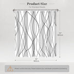 Punkray Black and White Striped Wavy Line Polyester Shower Curtain for Bathroom with Hooks, Weighted Hem, Waterproof Bath Accessories Hotel Style, 72 x 72