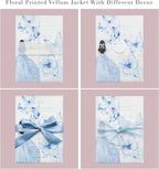 PONATIA 50 PCS Vellum Jackets for 5x7 Invitations - Vellum Paper 5x7 Jackets - 135GSM Blue Girl Butterfly Quinceanera Invitations Wraps - Transparent Cards