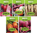 Beet Seeds for Planting - Plant & Grow Heirloom Beet Varieties Home Outdoor Vegetable Garden – Easy Grow Planting Packets, Beta vulgaris – 5 Packets of Each Variety