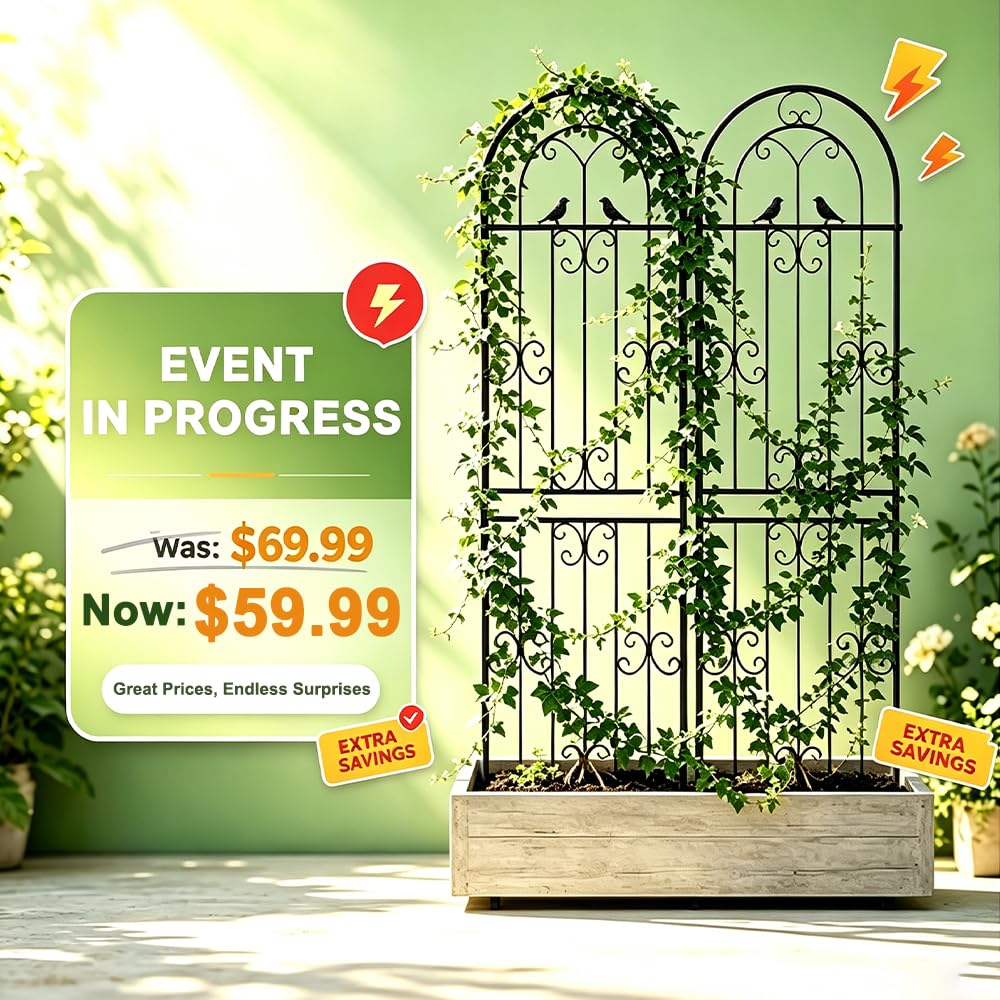 2 Pack 86.7" H x 19.7" W Metal Garden Trellis for Climbing Plants Outdoor, Black Lattice Panel, Sturdy Plant Support for Roses, Vines, Cucumbers & Vegetables