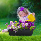 CHUKEMAOYI Window Box Planter, 10 Pack Plastic Vegetable Flower Planters Boxes 17 Inches Rectangular Flower Pots with Saucers for Indoor Outdoor Garden, Patio, Home Decor (Black)