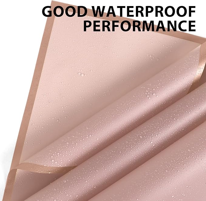 NESCCI 20 Sheet Flower Wrapping Paper - Waterproof Floral Bouquet Wrapping Paper, Florist Supplies Packaging Paper for Wedding Birthday Gift DIY (Dark Pink)