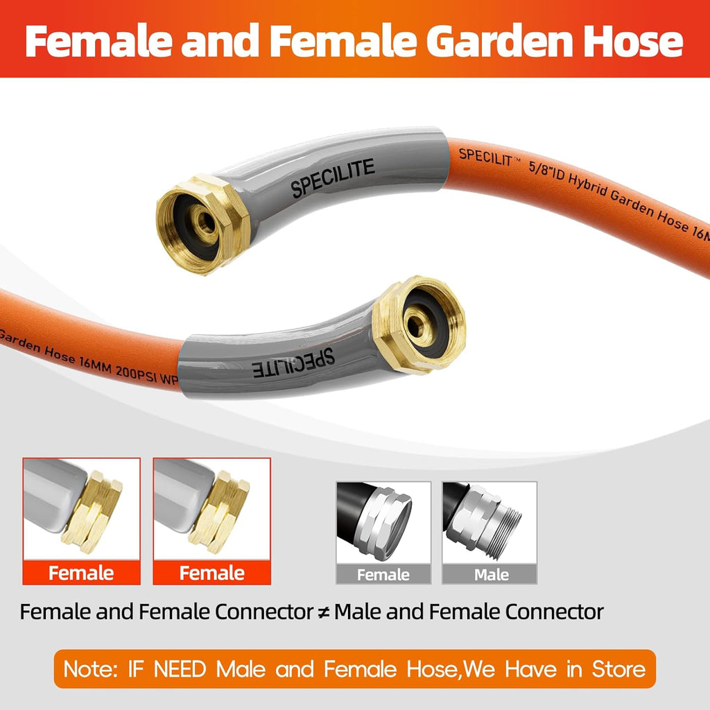 SPECILITE Garden Water Hose 3 ft x 5/8 in with Female to Female Connector, Small Leader Hose for Hose Reel, Heavy Duty, Flexible & Lightweight, Water Pipe, Outdoor Water Hose Extension Adapter