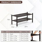 2 Tier Bamboo Shoe Rack Storage Organizer for Closet, Multifunctional Stackable Free Standing Shoe Shelf Organizer for Small Space,Entryway, Hallway, Bathroom27 x11 x13 (Brown, 2 Tier)
