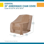 DUCKCOVERS Essential Water-Resistant 32 Inch Patio Adirondack Chair Cover, Outdoor Chair Covers