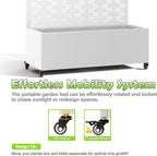 15.7"×70.9"×35.4" Metal Raised Garden Bed with Trellis and Wheels - Tall Trellis Planter Box for Climbing Plants, Vegetables & Vines - Outdoor Privacy Planters for Patio (White-Brick)