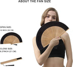 Amajiji 8.27"(21cm) Hand Held Bamboo Silk Folding Fan Hand Fan,Chinese/Japanese Charming Elegant Vintage Retro Style,Women Ladys Girls Best Gifts (Sexy Bamboo)