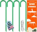 Eurmax USA Trampolines Stakes Heavy Duty Ground Stakes Canopy Parts Wind Stake with Rope 12 Inch Heavy Duty Stake Safety Ground Anchor Galvanized Steel J Shaped, Pack of 4(Green)
