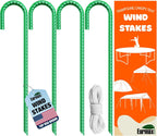 Eurmax USA Trampolines Stakes Heavy Duty Ground Stakes Canopy Parts Wind Stake with Rope 12 Inch Heavy Duty Stake Safety Ground Anchor Galvanized Steel J Shaped, Pack of 4(Green)