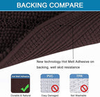 H.VERSAILTEX Bathroom Rugs Bath Rugs for Bathroom Non Slip Bath Mats Extra Thick Chenille Striped Rug 17" x 24" Absorbent Soft Shaggy Washable Dry Fast Bath Mats for Bath Room Floor - Chocolate