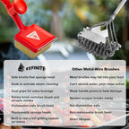 BBQ Grill Cleaner Brush, EEFINITE Steam Grill Brush for Outdoor Grilling with Replacement Scrub Sponge + Superior Scraper, Safe No Wire Bristle Barbecue Scrubber Brush for Grills Cleaning Tool