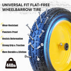 TICONN 4.80/4.00-8 Tire, 16" Flat Free Wheelbarrow Tire and Wheel, Solid Replacement Tires with 3" Centered Hub, 5/8" 3/4" Bearings, Universal Fit 4.80/4.00-8, 3.50/3.00-8, 4.00-6 (Yellow)