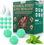 Rodent Mouse Repellent 14 Pack, Peppermint Oil Moth Balls for Mice Rats Deterrent, Natural Pest Control Mothballs for Rodents, Squirrels, Skunk, Mole, Gopher, Pets Safe, Indoor and Outdoor Use