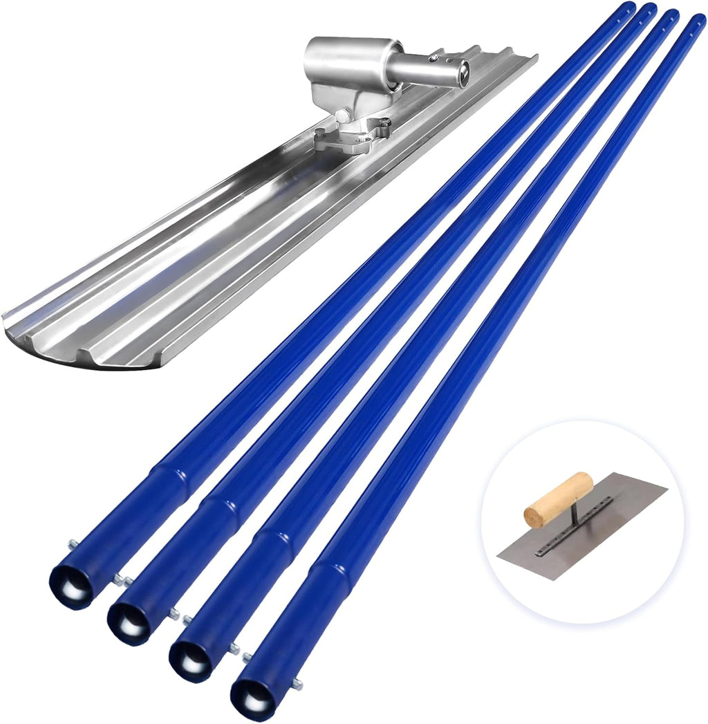 Bull Float Aluminum Magnesium Alloy Concrete Float 48"x8" Round End Board Kit trowel Tool Cement Tools Float Bracket Concrete Tools Finishing With 57" Handle x4 VOYAR